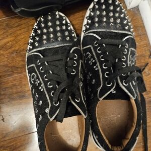Christian Louboutin Black Sneakers with Silver Studs
